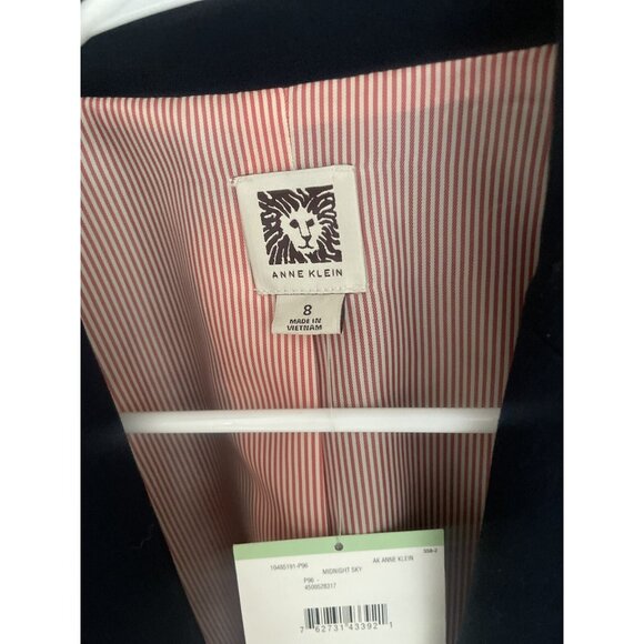 Anne Klein Womens Navy Blue Single Basic Blazer Jacket Sz 8 Nwt 98$ Nordstrom Wm - Picture 2 of 5